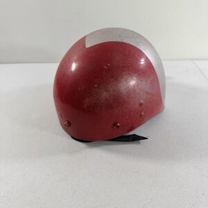 Vintage Buco Guardian Motorcycle Half Helmet‎ Red Silver Size 6.5-8